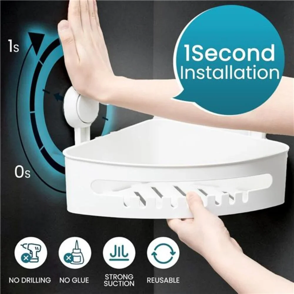 Suction Corner Shower Caddy 2 Pack, Shower Shelf Storage Basket Wall